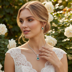 GATSBY INSPIRED - SHIMMERING NECKLACE SET - CZNK183 EMERALD