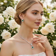 GATSBY INSPIRED - SHIMMERING NECKLACE SET - CZNK183 EMERALD