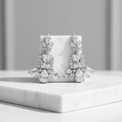 CUBIC ZIRCONIA COLLECTION - GATSBY GEM EARRINGS - CZER682 SILVER