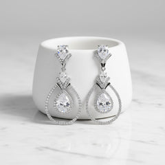 CUBIC ZIRC0NIA COLLECTION - GATBY EXTRAVAGANCE EARRINGS - CZER683 SILVER