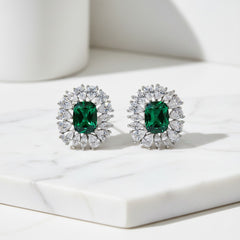 CUBIC ZIRCONIA COLLECTION - ENCHANTMENT SPARKLE EARRINGS - CZER684 EMERALD