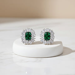 CUBIC ZIRCONIA COLLECTION - ENCHANTMENT SPARKLE EARRINGS - CZER684 EMERALD
