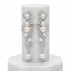 ATHENA COLLECTION - COUTURE PEARL DROP EARRINGS - CZER685 SILVER