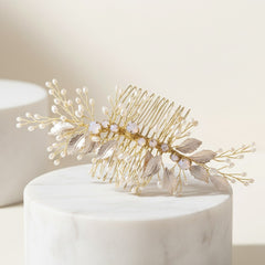 ATHENA COLLECTION - EXQUISITE FRESHWATER PEARL COMB - HC238 GOLD