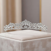 CUBIC ZIRCONIA COLLECTION - DAINTY DIVA TIARA - AHB152 - SILVER