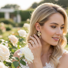 CUBIC ZIRCONIA COLLECTION - RADIANCE PEARL EARRINGS - CZER690 SILVER