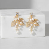 CUBIC ZIRCONIA COLLECTION - RADIANCE PEARL EARRINGS - CZER690 GOLD