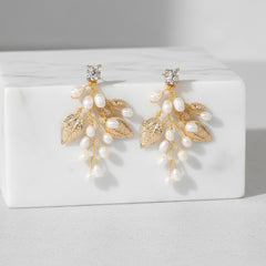 CUBIC ZIRCONIA COLLECTION - RADIANCE PEARL EARRINGS - CZER690 GOLD