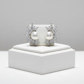 CUBIC ZIRCONIA COLLECTION - DAINTY PEARL EARRINGS - CZER692 SILVER