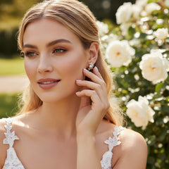 CUBIC ZIRCONIA COLLECTION - DAINTY PEARL EARRINGS - CZER692 GOLD