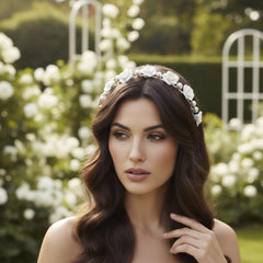 ATHENA COLLECTION - VINTAGE ROSE HEADBAND - SILVER - AHB153 SILVER