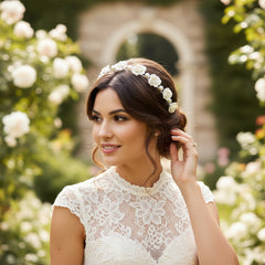 ATHENA COLLECTION - VINTAGE ROSE HEADBAND - SILVER - AHB153 SILVER