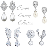 CUBIC ZIRCONIA COLLECTION - EXQUISITE CLIP ON EARRING COLLECTION - SILVER