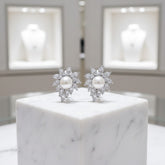 CUBIC ZIRCONIA COLLECTION - DAINTY PEARL CLIP ON EARRINGS - CZER696 SILVER