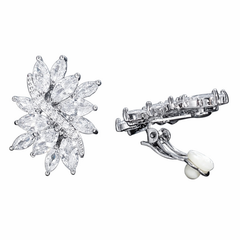 CUBIC ZIRCONIA COLLECTION - SPARKLE GEMS CLIP ON EARRING COLLECTION - SILVER