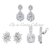 CUBIC ZIRCONIA COLLECTION - SPARKLE GEMS CLIP ON EARRING COLLECTION - SILVER