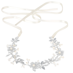 ATHENA COLLECTION - SILVER SPARKLE FLORAL VINE - HP236 SILVER