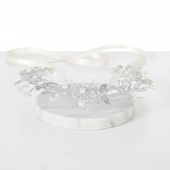 ATHENA COLLECTION - SILVER SPARKLE FLORAL VINE - HP236 SILVER