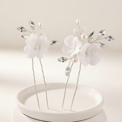 ATHENA COLLECTION - FLORAL ROMANCE HAIR PIN SET - PIN 69 SILVER