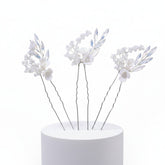 ATHENA COLLECTION - SHIMMER FLORAL HAIR PINS - PIN72 SILVER