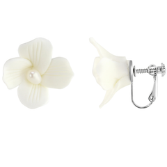 ATHENA COLLECTION - EXQUISITE FLOWER EARRINGS - ( CLIP SCREW ON STYLE) - CZER699