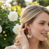 ATHENA COLLECTION - FLOWER OF ELEGANCE EARRINGS - CZER700 - SILVER