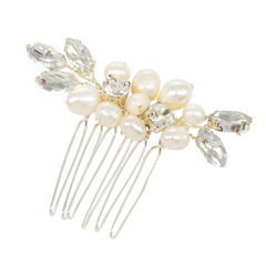 ATHENA COLLECTION - DAINTY PEARL HAIR COMB - HC274 SILVER