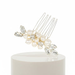 ATHENA COLLECTION - DAINTY PEARL HAIR COMB - HC274 SILVER