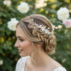 ATHENA COLLECTION - VINTAGE VINE HAIR COMB - HC275 SILVER