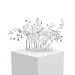 ATHENA COLLECTION - VINTAGE VINE HAIR COMB - HC275 SILVER