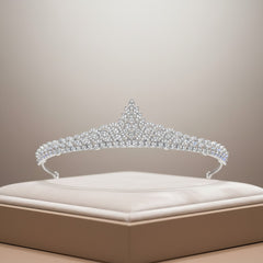 CUBIC ZIRCONIA COLLECTION - VINTAGE STYLE TIARA - AHB160 SILVER