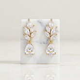 CUBIC ZIRCONIA COLLECTION - DELICATE VINE EARRINGS - CZER601 GOLD