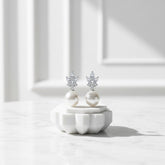 CUBIC ZIRCONIA COLLECTION - EXQUISITE PEARL EARRINGS - CZER706 SILVER