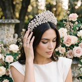ATHENA COLLECTION - LUXE FRESHWATER PEARL TIARA - AHB162 SILVER