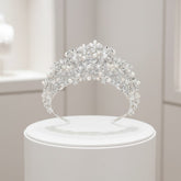 ATHENA COLLECTION - LUXE FRESHWATER PEARL TIARA - AHB162 SILVER