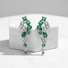 CUBIC ZIRCONIA COLLECTION - HOLLYWOOD GLAM EARRINGS - CZER708 EMERALD