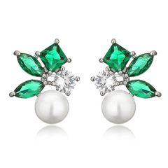 CUBIC ZIRCONIA COLLECTION - STARLET CHIC EARRINGS - CZER709 EMERALD