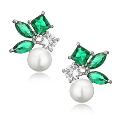 CUBIC ZIRCONIA COLLECTION - STARLET CHIC EARRINGS - CZER709 EMERALD