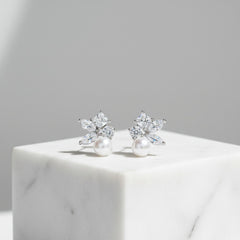 CUBIC ZIRCONIA COLLECTION - STARLET CHIC EARRINGS - CZER709 SILVER