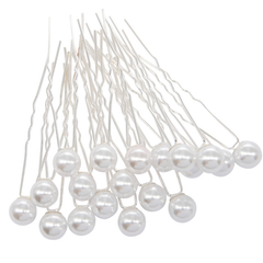 ATHENA COLLECTION - WHITE HAIR PIN SET - PIN73 SILVER