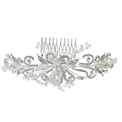 ATHENA COLLECTION - LUXE PEARL HAIR COMB - HC276 SILVER