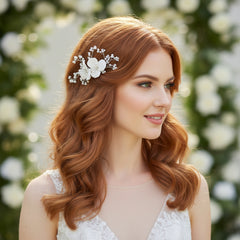 ATHENA COLLECTION - FLOWER OF ELEGANCE HAIR COMB - HC277 SILVER