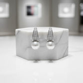 CUBIC ZIRCONIA COLLECTION - CHIC PEARL DROP EARRINGS - CZER716 SILVER