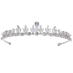 CUBIC ZIRCONIA COLLECTION - CHIC SPARKLE TIARA -AHB164 SILVER