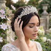 ATHENA COLLECTION - VINTAGE VINE TIARA - AHB165 SILVER