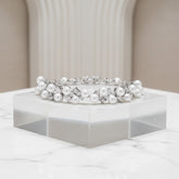 CUBIC ZIRCONIA COLLECTION - PEARL ALLURE BRACELET - BR146 SILVER