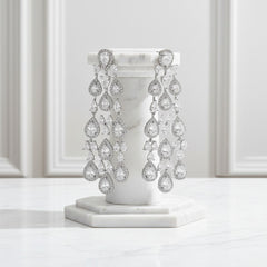 CUBIC ZIRCONIA COLLECTION - STARLET GLAM EARRINGS - CZER719 SILVER