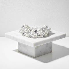 ATHENA COLLECTION - PEARL CLUSTER BRACELET - BR148 SILVER