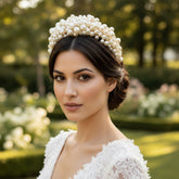 ATHENA COLLECTION - PEARL CLUSTER HEADBAND - AHB169 GOLD