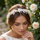 ATHENA COLLECTION - FLORAL VINE HEADBAND - AHB171 SILVER